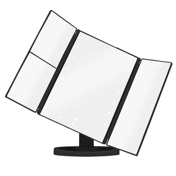 Tri-Fold Lighted Vanity Makeup Mirror 22 LED Touch Dimmable 1X 2X 3X Magnifying - Picture 13 of 15